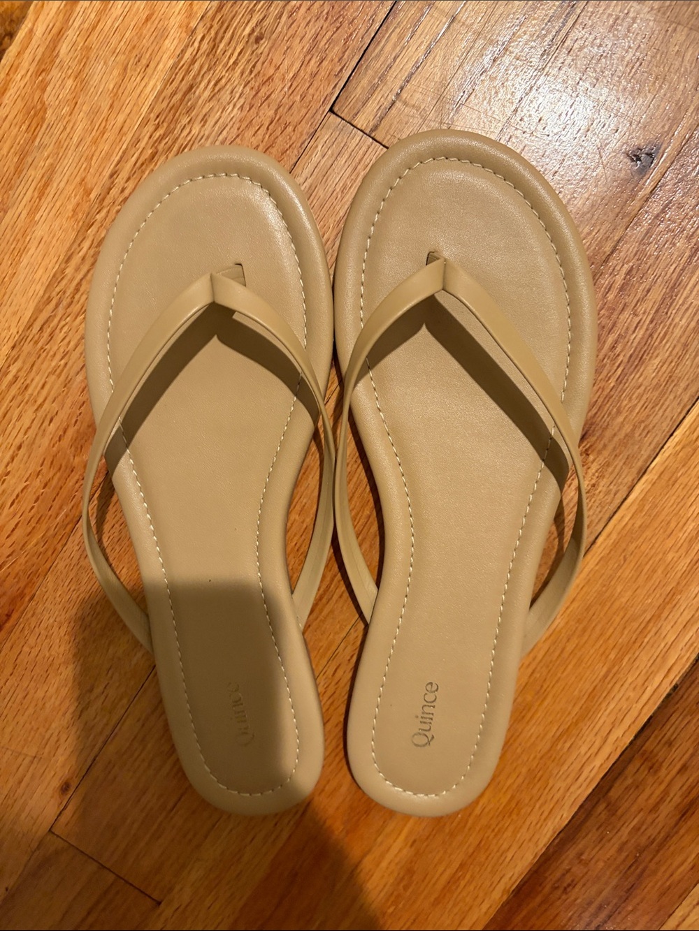 Quince Women's Beige Tan Thong Sandals – Simple Slip-On Flip Flops